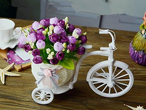 Marryqueen Plastic Artficial Fake Floral Silk Flower Wholesale Living Room Decorative Ornaments, Home Accessories Simulation Flower Suit (spring rose purple)