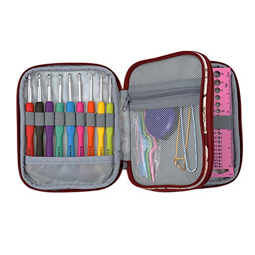 KOKNIT Crochet Hook Case, Zipper Storage Organizer Bag with Web Pockets for Crochet Needles/Knitting Accessories/Crochet Hook Kit Tools, Lightweight, Easy to Hold - Without Hooks and Accessories - Thumbnail 4