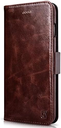 Moyooo iPhone 7 Plus Case Premium Oil Wax Genuine Leather Case Magnetic Closure, Bracket Function, Classical Folio Book Design For iPhone 7 Plus 5.5" (iPhone 7 Plus, Coffee)