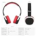 OXA Wireless Bluetooth Headset Foldable Noise Cancelling Sport Headphones with Microphone, NFC and Pedometer for TV Smartphone Devices, Black & Red