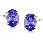 Ross-Simons 1.50 ct. t.w. Oval Tanzanite Stud Earrings in 14kt Yellow Gold
