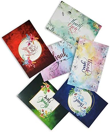 Thank You Notes with Envelopes - 48 Blank Thank You Cards, Floral Thank You Cards with Envelopes for Baby Shower, Wedding, Bridal Shower, Kids & Business. Bulk Thank You Cards Set, 4 x 6 Inches