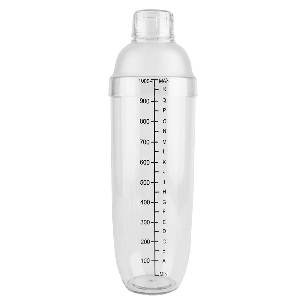 Anti-Leakage Transparent Cocktail Shaker PC Resin Mixer with Scale Bar Tool(1000ML)