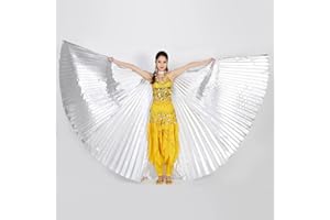 Myohyinwon Angel Wings for Belly Dancing - Isis Wings with 360° Extension and Stretch Rods Included - Ideal Fairy Wings for Adult Dancers and Christian Dance Costume (57 inch Fully Extended)