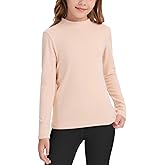 QBK Girls' Mock Turtleneck Fleece Basic Long Sleeve Shirt Casual Tee Tops for Toddler Kids (2t-12Years)