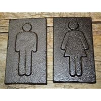 JumpingLight Cast Iron Antique Style Man &, Woman Bathroom Decor Figures Wall Plaque Signs Cast Iron Decor for Vintage Industrial Home Accessory Decorative Gift