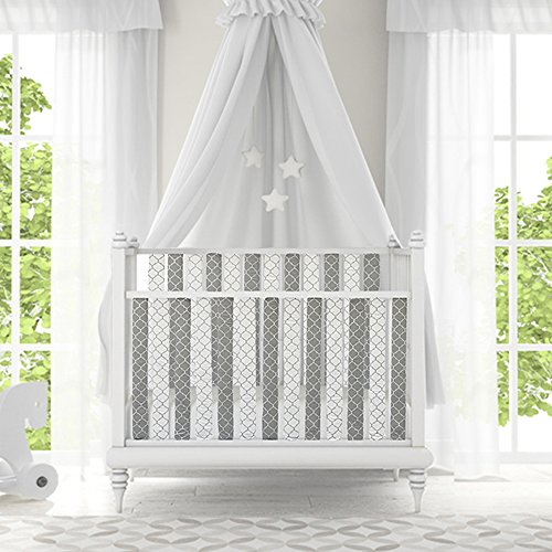 Go Mama Go Pure Safety Vertical Crib Liners in Grey/White Arabesque Grey, 24 Pack