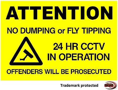 NO FLY TIPPING OR DUMPING - SIGN (Option 3 600x400x3mm PVC)