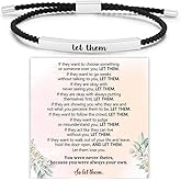 DivaGlamz Let Them Tube Bracelet for Women, Self Worth Motivation Bracelet Adjustable Braided Rope Handmade Engraved Bracelets Stainless Steel To My Daughter/Best Friend Inspirational Gifts Jewelry