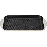 Le Creuset Enameled Cast Iron Extra Large Double Burner Grill, 15-3/4" x 9" x 1" , Meringue