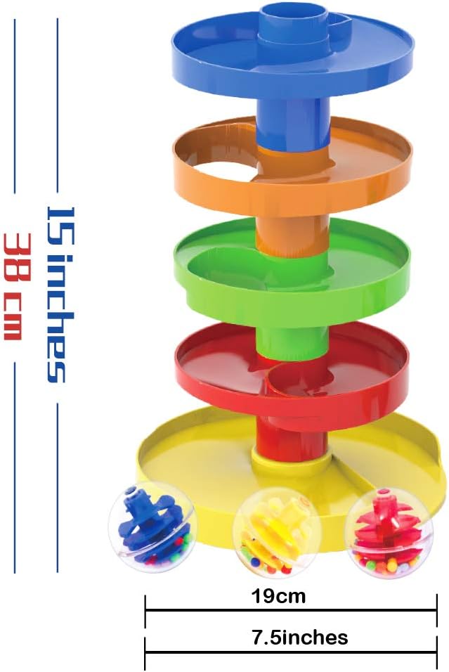 WEofferwhatYOUwant Ball Drop Toy - Montessori STEM Tower for Toddlers 9M+, Multicolored, 12 cm x 24 cm x 19 cm - Image 3