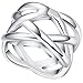 LWLH Jewelry Womens 925 Sterling Silver Plated Weave Double X Criss Cross Eternity Ring Wedding Band Szie 11