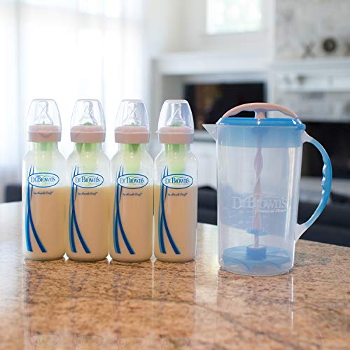 Dr. Brown's Baby Formula Mixing Pitcher with Adjustable Stopper, Locking Lid, & No Drip Spout