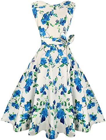 Urmine Women's 1950's Vintage Inspired Flare Dress for Women Dress (XXL, Floral-03)