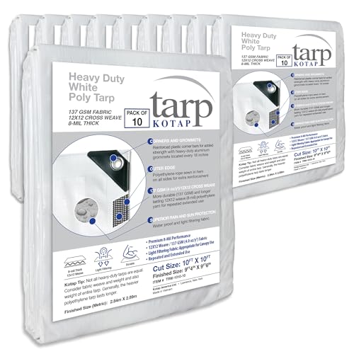 Kotap 10 x 10 Ft. Heavy-Duty Protection/Coverage Tarp, Superior Weave for Great…