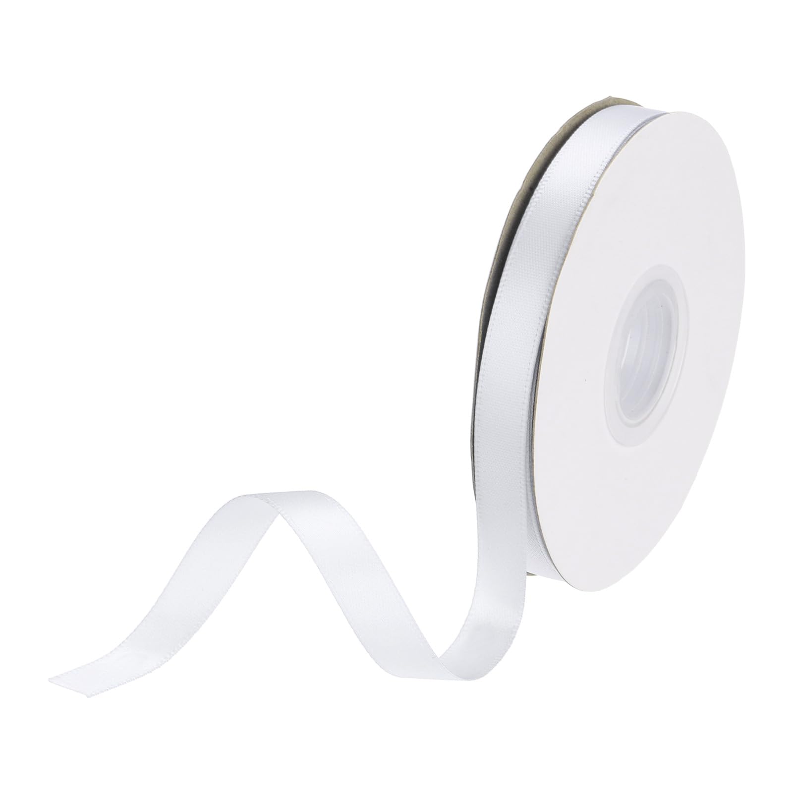 DMiotech 10mm Satin Ribbon 23m/75ft Thin Double Face Fabric Grosgrain Ribbon for Gift Wrapping Floral Hair Flower Bouquet, White