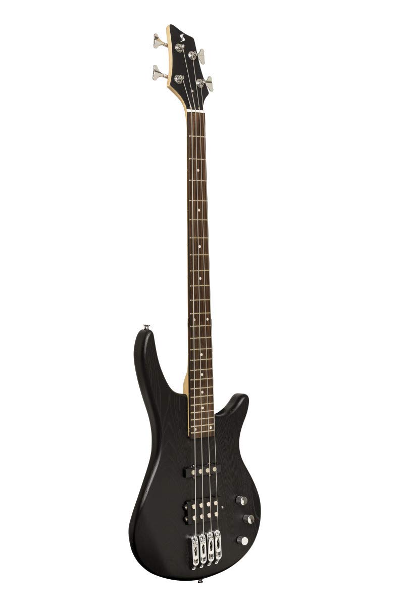 Stagg 4 String Bass Guitar, Right, Black, Full Size