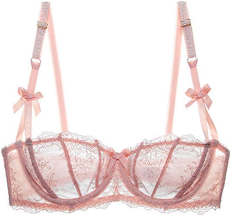 Women's Lumiere Lace Unlined Balconette Demi-Cup Underwire Sheer Bra