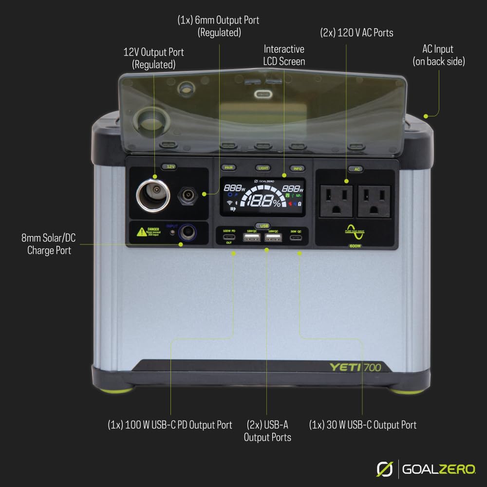 Goal Zero Yeti Portable Power Station, Yeti 700, 677 Watt Hour LiFePO4