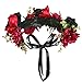 Valdler Vintage Dark and Dramatic Dead Roses Headband Spider Flower Crown for Festivals Party Black+Red