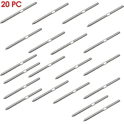20 PC Type 316 Stainless Steel Lag Stud for Cable Railing - for 1/8" Cable