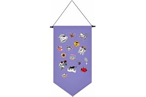 YEEMAN Wall Hanging Brooch Jewelry Storage Case Canvas Display Stand Enamel Pin Display Banner Holder Earrings Necklace Glitter Pin Collection Organizer (Light Purple)
