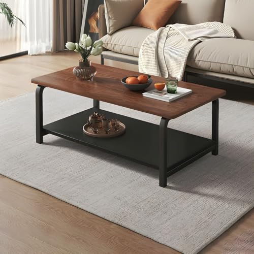 UNKKS Mesa de Centro para Sala, Marco de Metal, Minimalista Fácil de Montar, Mesa de Almacenamiento para Sala de Estar para Salón de Estar en Casa,Oficina y Hogar(100X60X41CM)