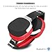 OXA Wireless Bluetooth Headset Foldable Noise Cancelling Sport Headphones with Microphone, NFC and Pedometer for TV Smartphone Devices, Black & Red