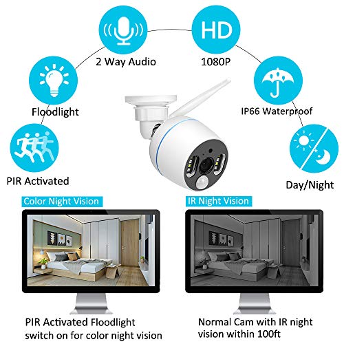YESKAMO Wireless Security Camera System Outdoor 1080p [Floodlight