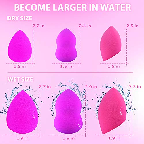 Makeup Sponge Set, Terresa 9 Pack Makeup Blenders Foundation Blending Sponges, 3 Shapes Beauty Make Up Blender with Sponge Holder, Cosmetic Tools for Liquid, Powder, BB Cream and Sunscreen - Thumbnail 7