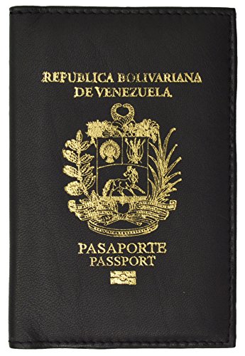 Genuine Leather Passport Wallet Credit card Holder with venezuela Emblem Imprint for International Travel