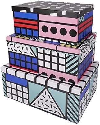Amazon Com Slpr Decorative Storage Cardboard Boxes With Lids Set Of 3 Artistic Nesting Boxes For Closet Nursery Office Bedroom Decoration Home Kitchen