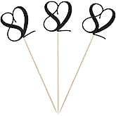 Black Glitter 82nd Birthday Centerpiece Sticks, 12-Pack Number 82 Table Topper Anniversary Party Decorations