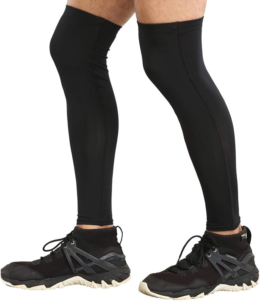 Compression Leg Sleeves - Basketball Full Length Leg Sleeves for Men, Women, Youth - UPF 50 UV Protection: Clothing