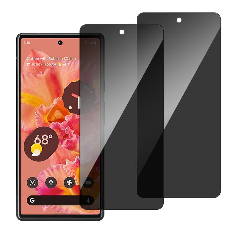 chejuza Privacy Phone Screen Protector for Google Pixel 6 5 g [2 Pieces], 9H Hardness, Full Coverage Anti Spy Tempered Glass, HD