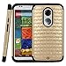 Moto X 2nd Gen, Moto X 2 Case, Style4U Motorola Moto X (2nd Generation) Studded Bling Hybrid Armor Case Motorola X (2nd Gen, 2014 Release Only) W/ 1 Screen Protector / 1 Stylus [Gold / Black}