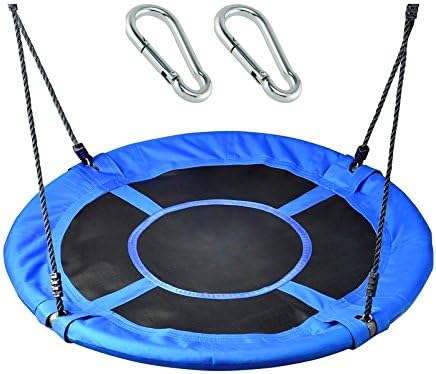 Soarin Supply Co Giant Family Tree Swing - 40โ Saucer Swing with Bonus Carabiners- Blue
