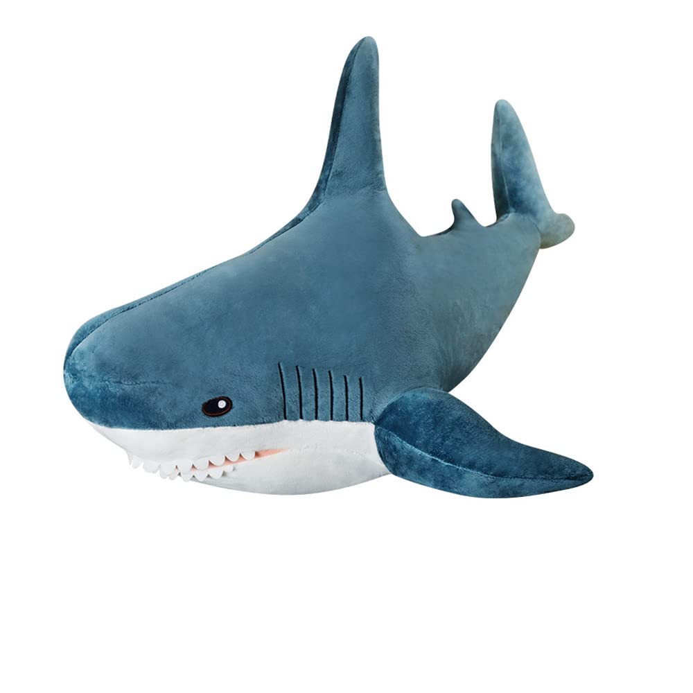 eamve 80cm Giant Shark Stuffed Animal Pillow,Blue Big Shark Plush Toy,Large Stuffed Animal Toy Soft Shark Throw Pillow,Giant Shark Plush Pillows for Boy and Girl Room Decor Kids Gift (80cm)