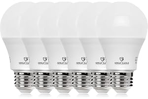 GREAT EAGLE LIGHTING CORPORATION Great Eagle A19 LED Light Bulb, 9W (60W Equivalent), UL Listed, 5000K (Daylight), 800 Lumens, Non-dimmable, Standard Replacement (6 Pack)