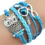 Susenstone® Fashion Women Lovely Infinity Owl Pearl Multilayer Charm Leather Bracelets