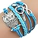 Susenstone® Fashion Women Lovely Infinity Owl Pearl Multilayer Charm Leather Bracelets