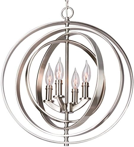 Kira Home Orbits 18" 4-Light Modern Sphere/Orb Chandelier, Brushed Nickel Finish