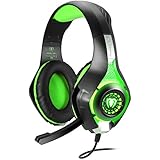 BlueFire 3.5mm PS4 Gaming Headset Headphone with Microphone and LED Light Compatible with Playstation 4, Xbox one, PC (Green)