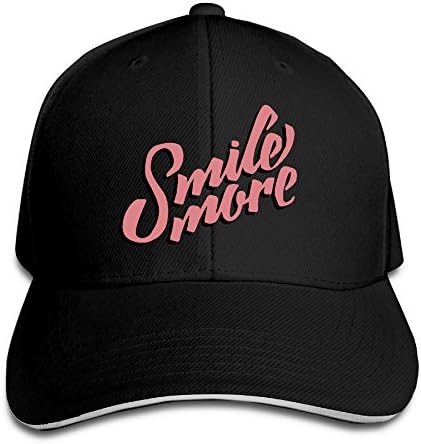 NOnoMen Roman Atwood Smile More Adjustable Sandwich Peaked Baseball Hat For Unisex Black