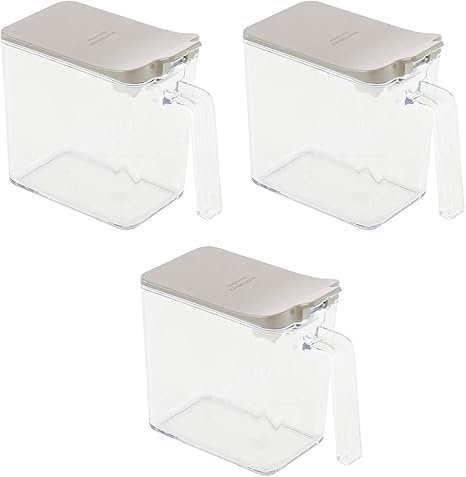 Amazon セット販売 B2c スパイスコンテナ 3個入り ウォームグレー サラサデザイン 調味料入れ 小麦粉 砂糖 塩 入れ おしゃれ スリム 調味料入れ オンライン通販