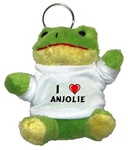 Frog Plush Keychain with I Love Anjolie (first name/surname/nickname)