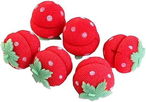 6Pcs/Set Cute Strawberry Sponge Ball Hair Care Soft Rollers Lovely DIY Styling Curler Tools Red