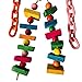 PINVNBY Bird Perch Parrot Rainbow Bridge Multicolored Natural Wooden Knots Blocks Macwa Toys Parakeet Chew Toy for Small and Middle Bird African Grey Cockatoos Eclectus Amazonthumb 2