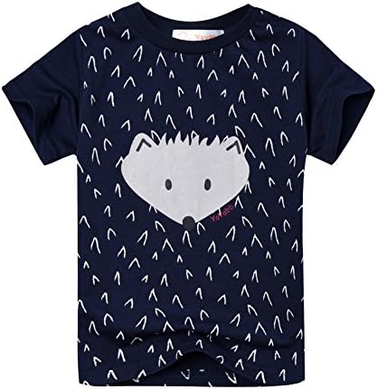 Yayabb Summer Fashion Boy T-Shirt Cotton Kids Clothes for 2-7 yrs (5t, Navy Blue)
