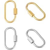 UNICRAFTALE 4Pcs 2 Colors Oval Screw Carabiner Lock 304 Stainless Steel Screw Locking Keychain Carabiner Clasp Metal Keychain Clip Hook 26mm Keyring Clasp for Jewelry Making Handbag DIY Accessory